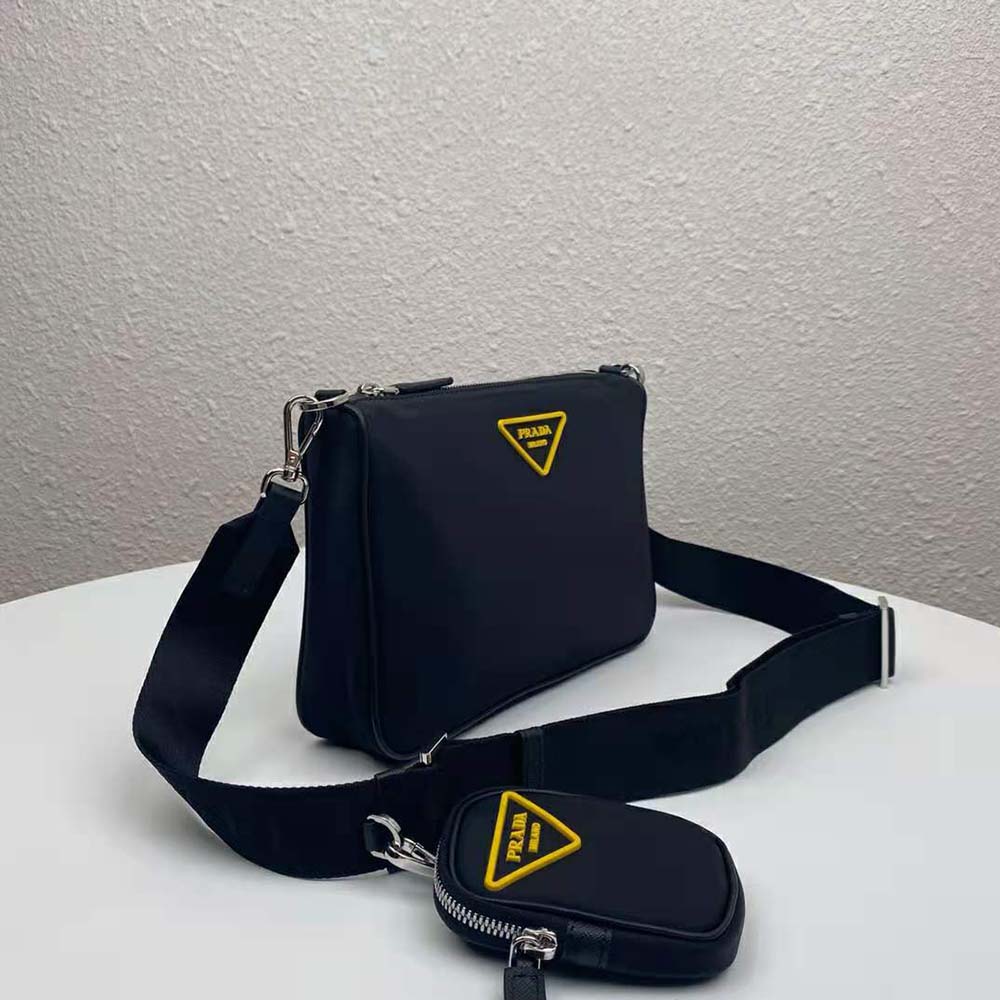 Prada Men Nylon Cross-Body Bag with External Zipper Pocket-Black - image 4
