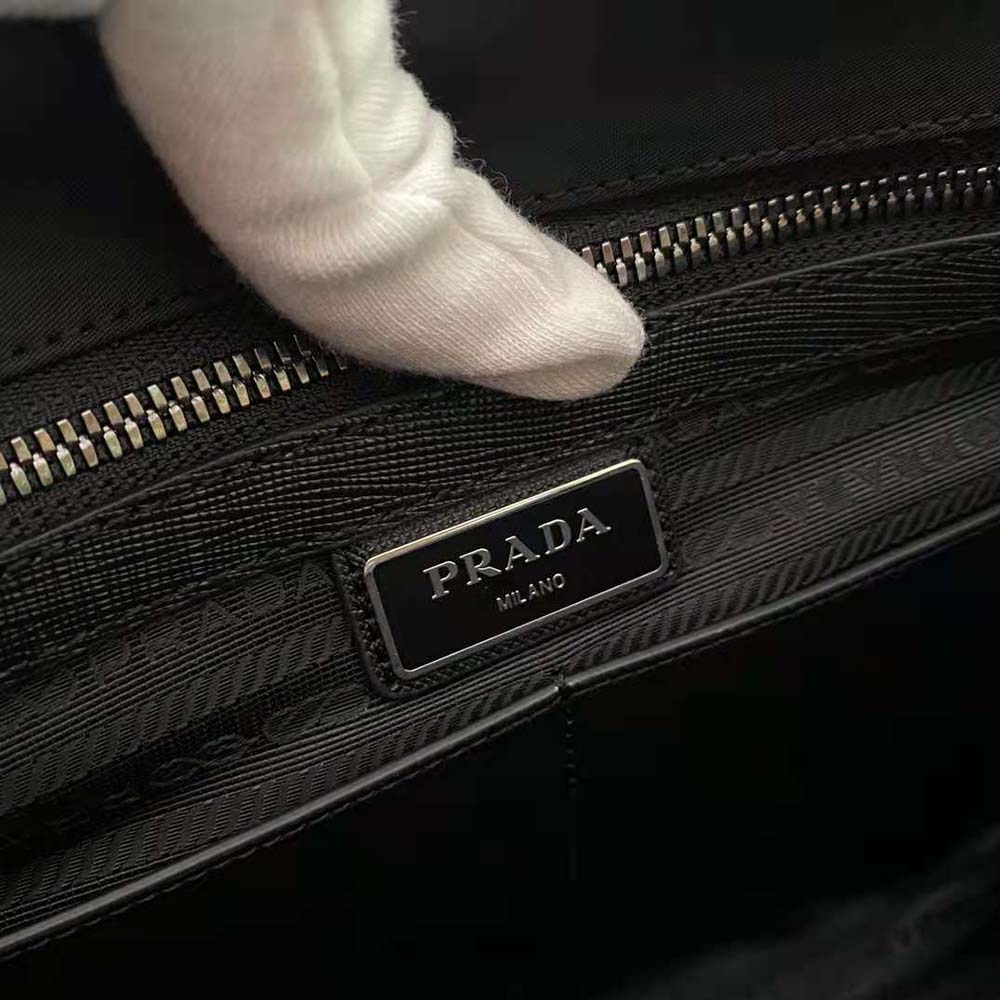 Prada Men Nylon Cross-Body Bag with Saffiano Leather Trim-Black - image 10