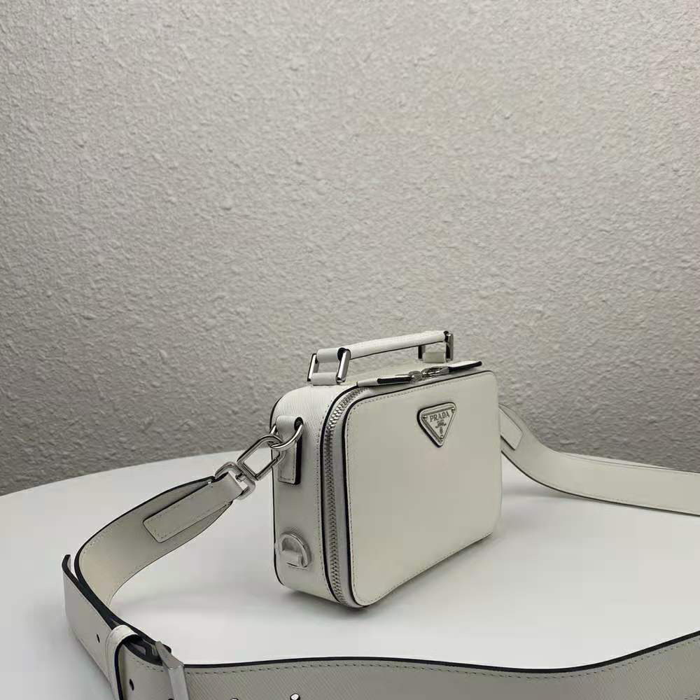 Prada Men Prada Brique Saffiano Leather Cross-Body Bag-White - image 4