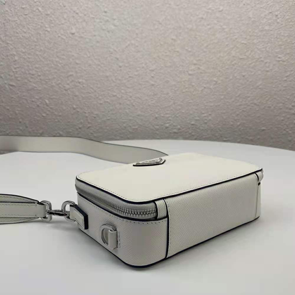 Prada Men Prada Brique Saffiano Leather Cross-Body Bag-White - image 6