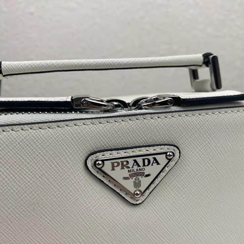 Prada Men Prada Brique Saffiano Leather Cross-Body Bag-White - image 8