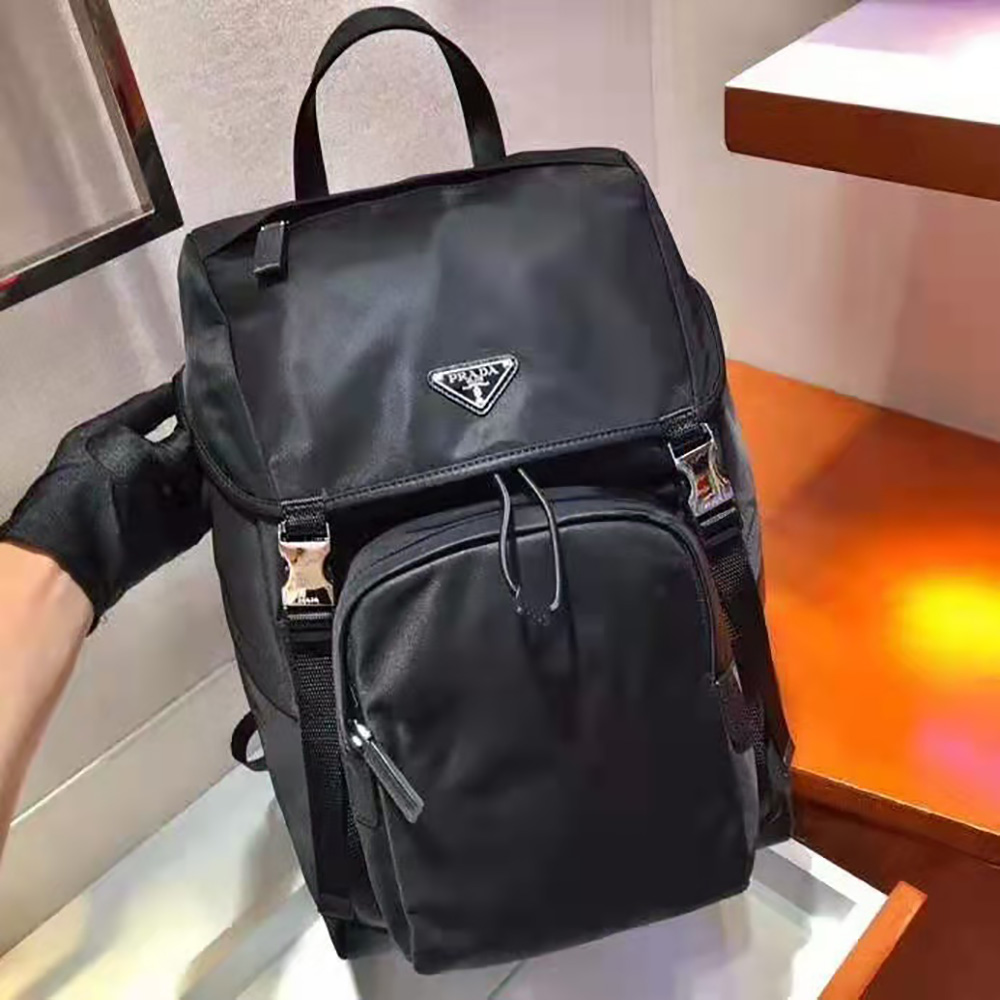 Prada Men Re-Nylon and Saffiano Leather Backpack-Black - image 4