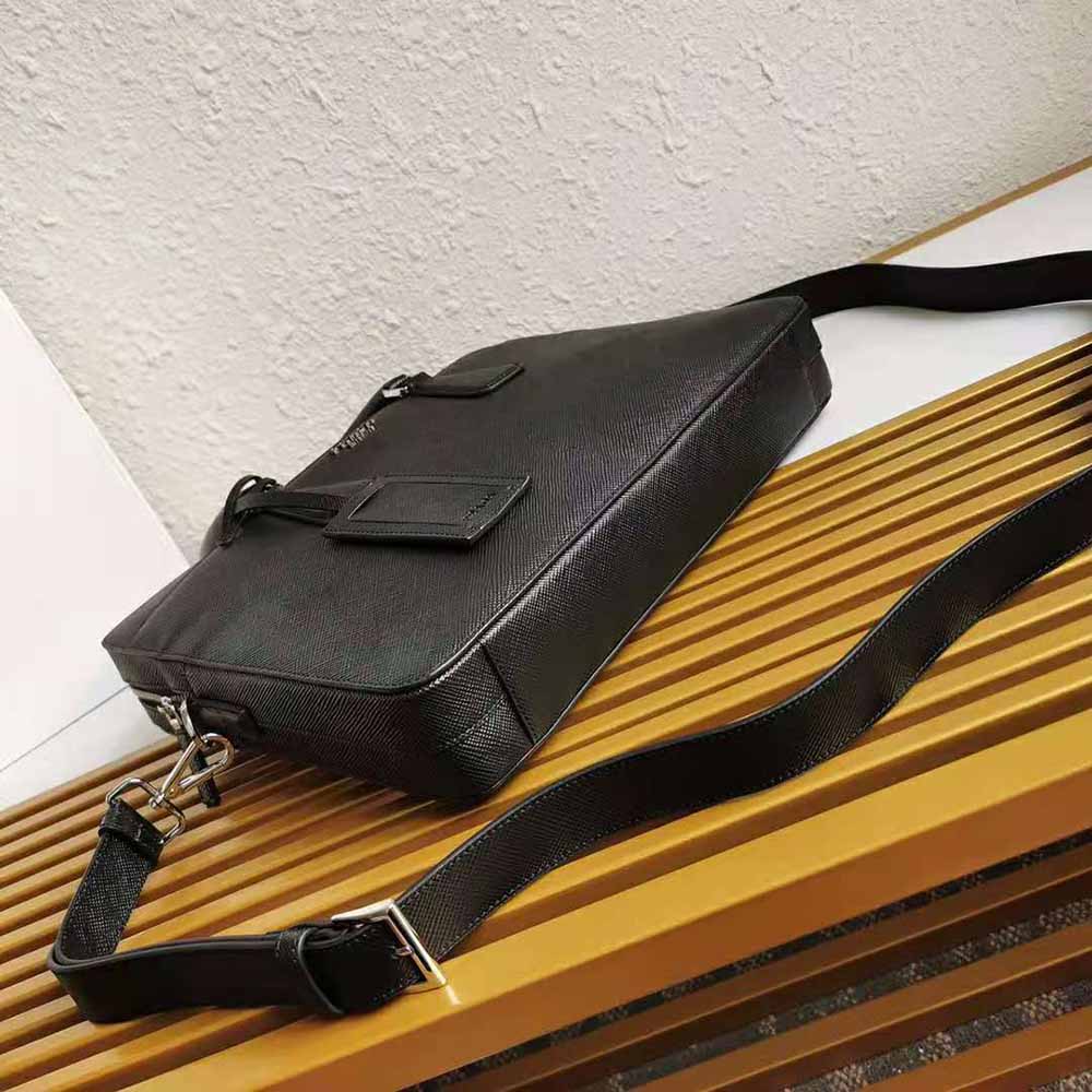 Prada Men Saffiano Leather Briefcase-Black - image 5
