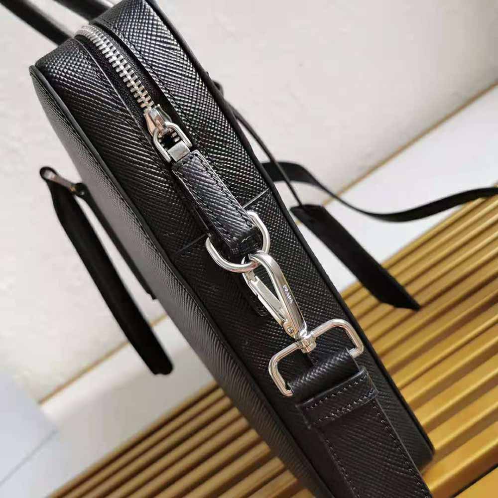 Prada Men Saffiano Leather Briefcase-Black - image 6