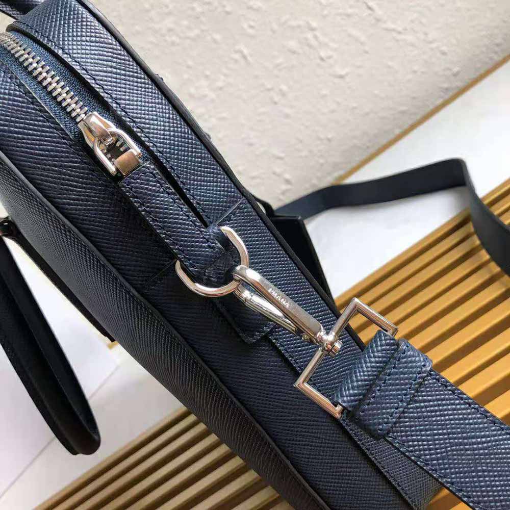 Prada Men Saffiano Leather Briefcase-Navy - image 5