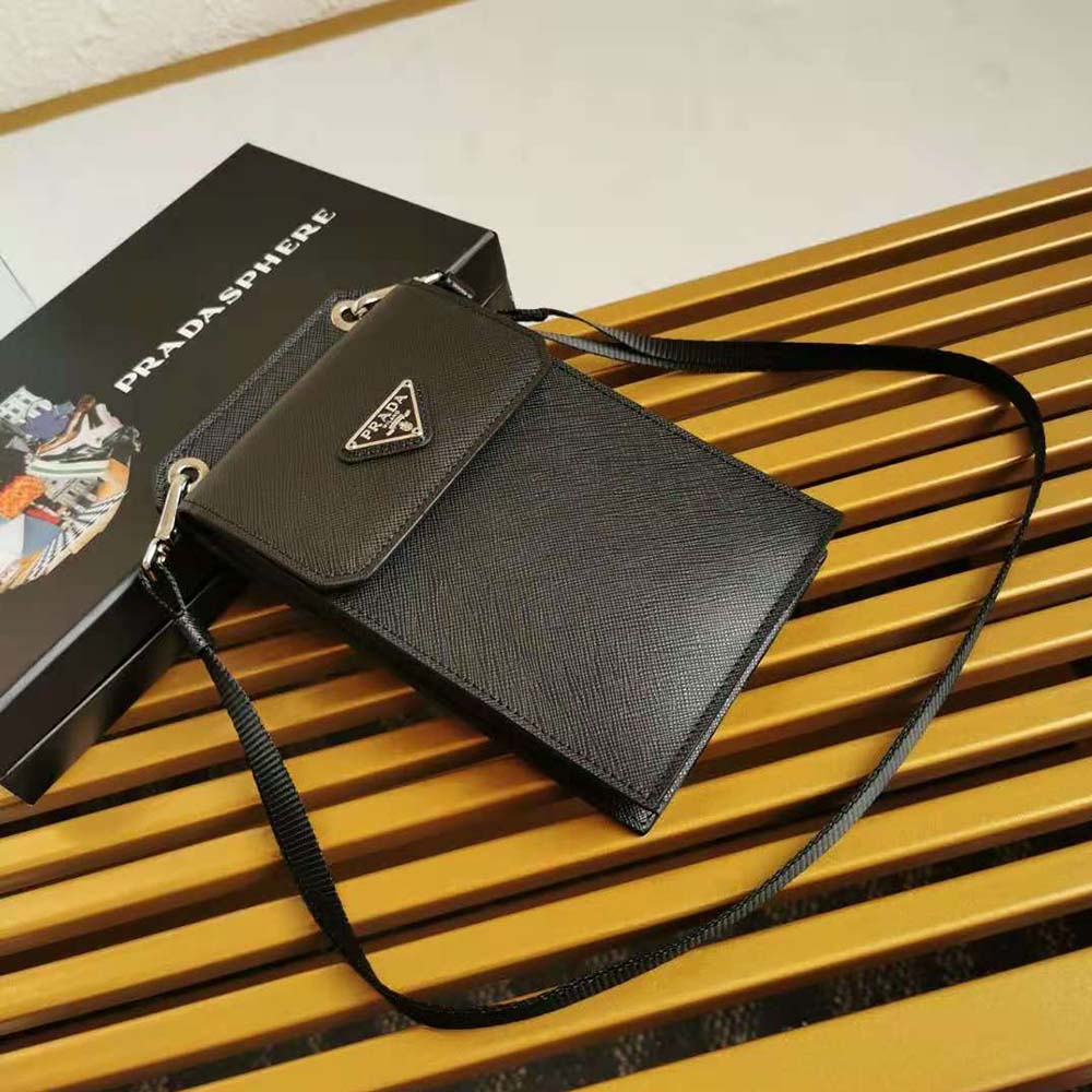 Prada Men Saffiano Leather Smartphone Case-Silver - image 5