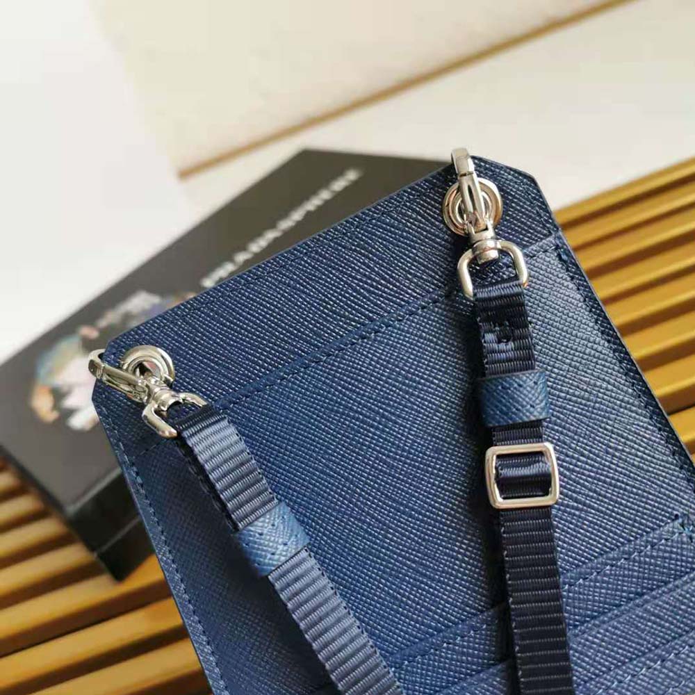 Prada Men Saffiano Leather Smartphone Case-Navy - image 9