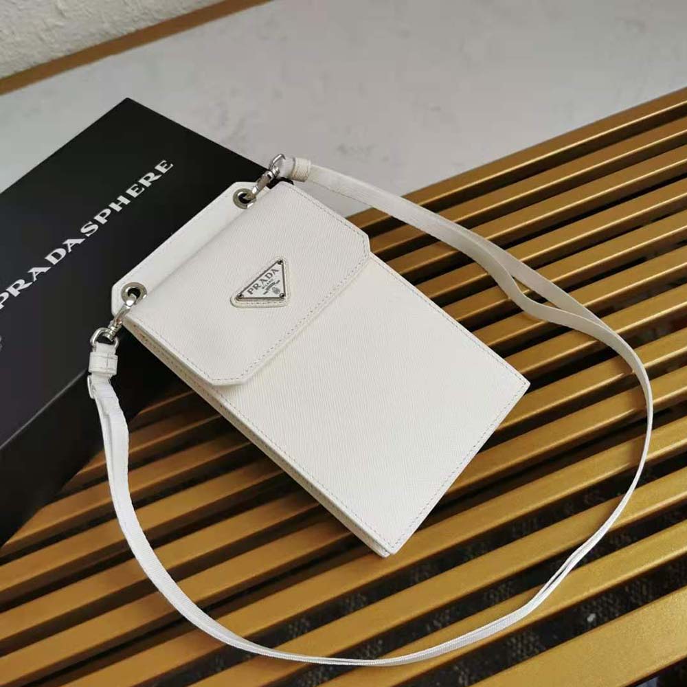 Prada Men Saffiano Leather Smartphone Case-White - image 5
