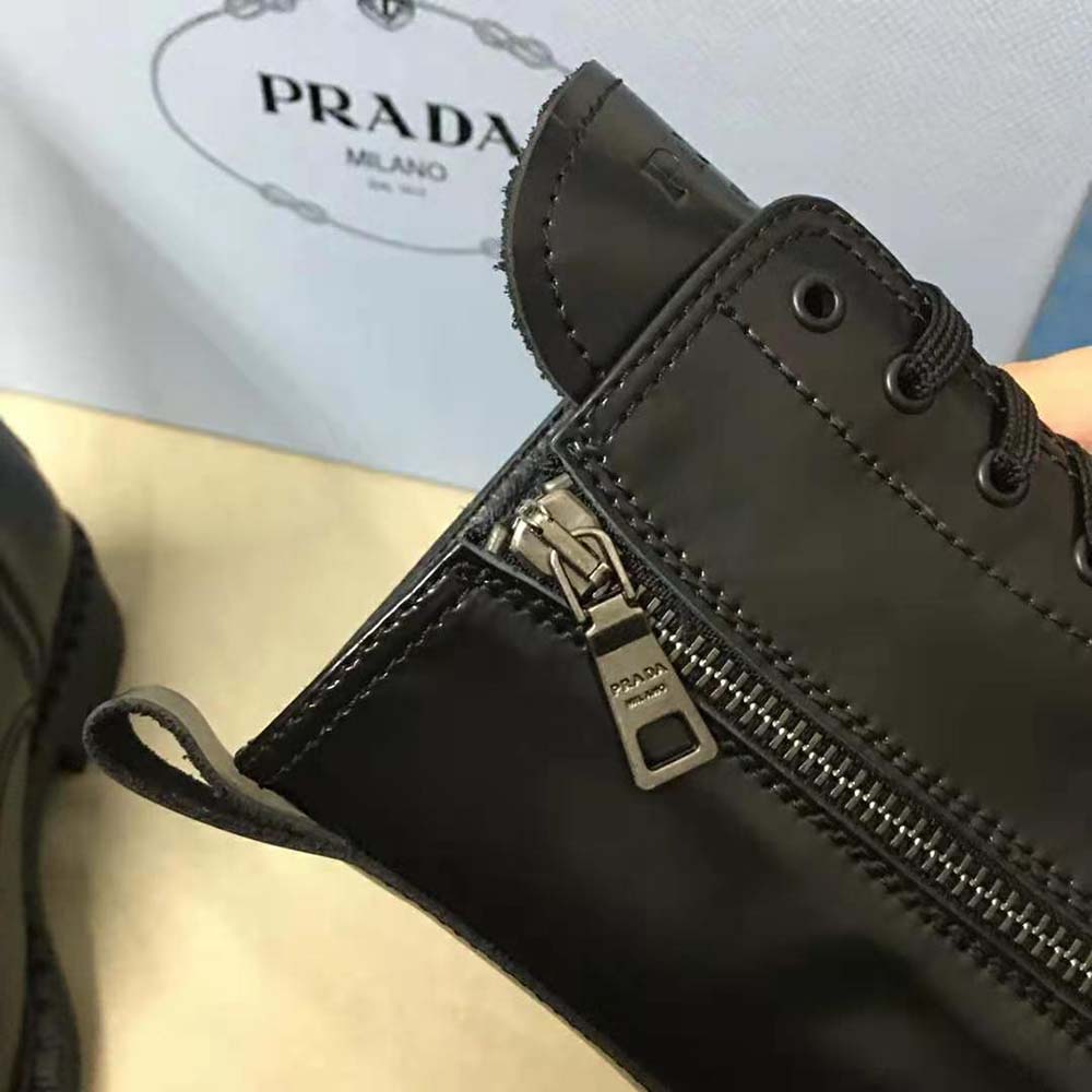 Prada Women Brushed Leather Laced Booties-Black - image 8