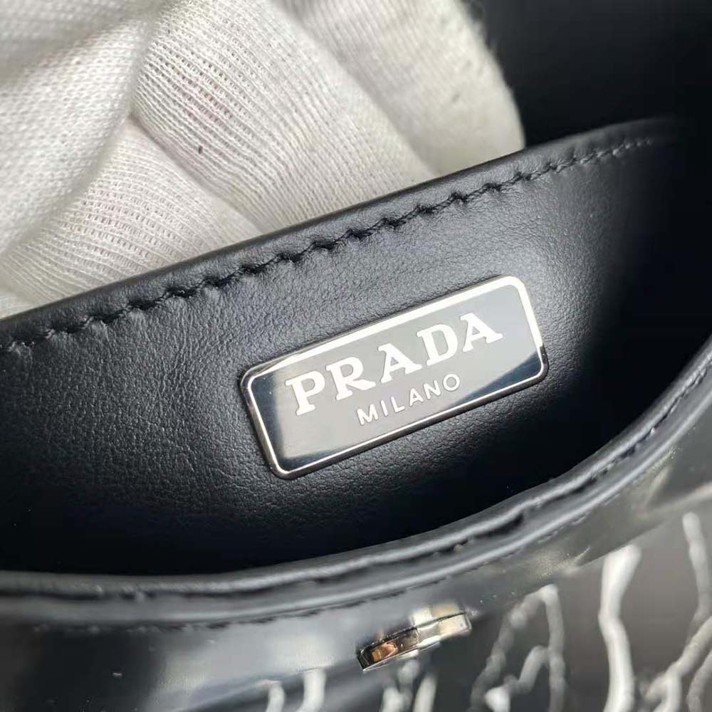 Prada Women Cleo Brushed Leather Dhoulder Bag with Flap-Black - image 10