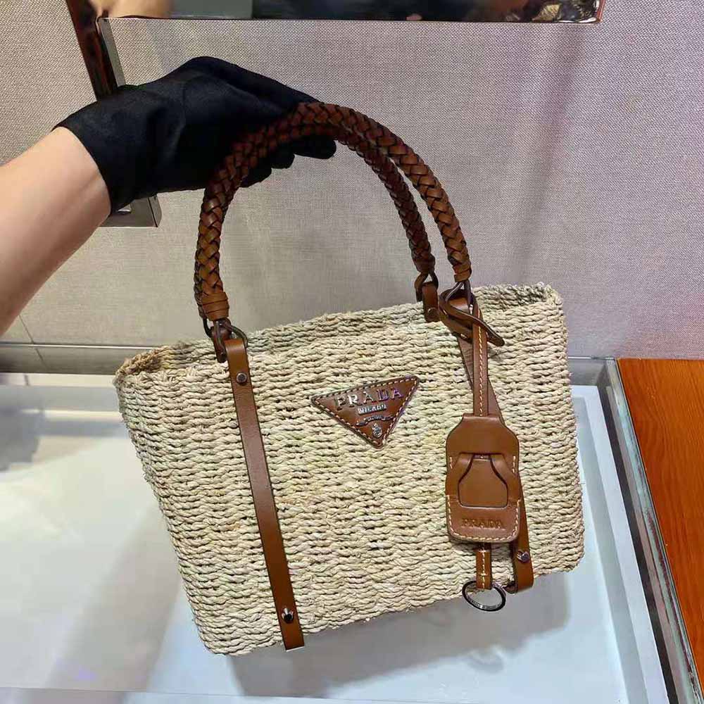 Prada Women Corn Husk and Leather Tote - image 4