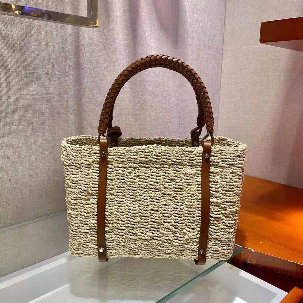 Prada Women Corn Husk and Leather Tote - image 5
