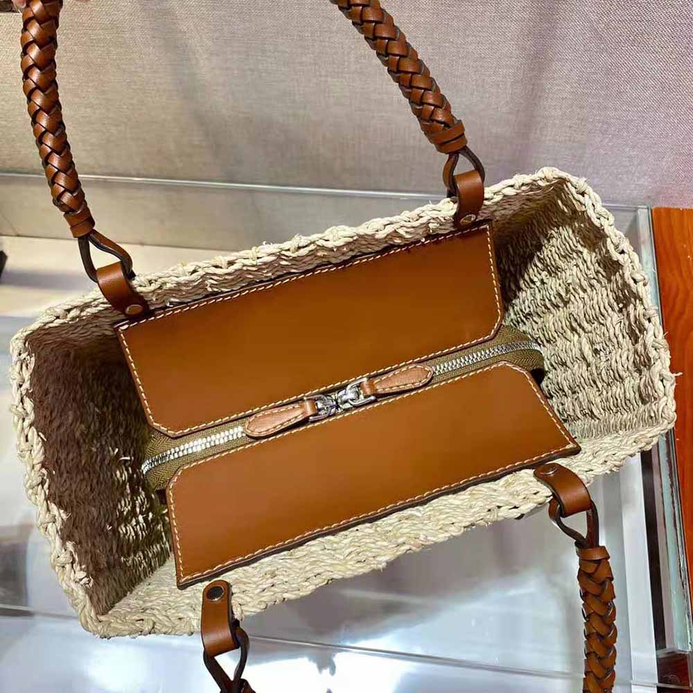 Prada Women Corn Husk and Leather Tote - image 8