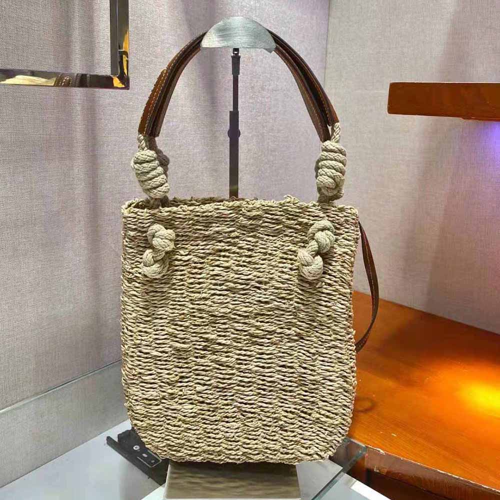 Prada Women Corn Husk and Leather Tote Handle Bag - image 5