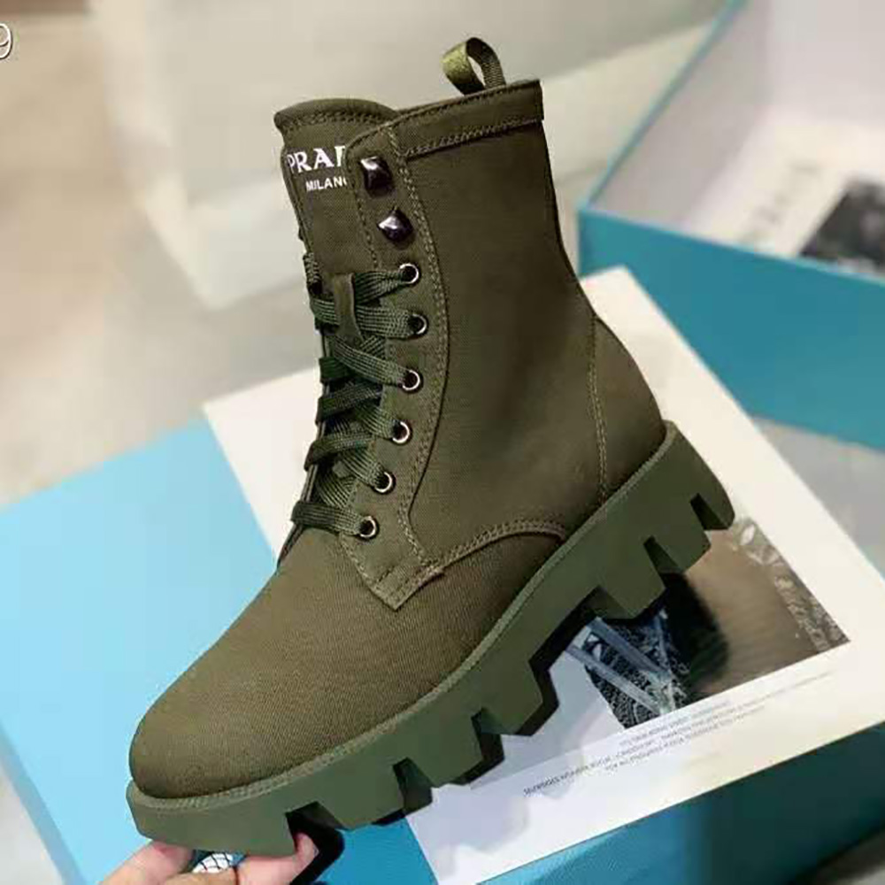Prada Women Denim Laced Booties-Green - image 7