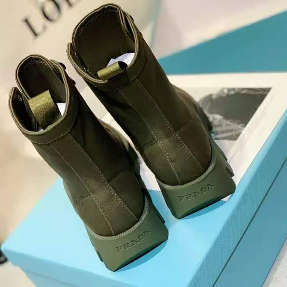 Prada Women Denim Laced Booties-Green - image 4