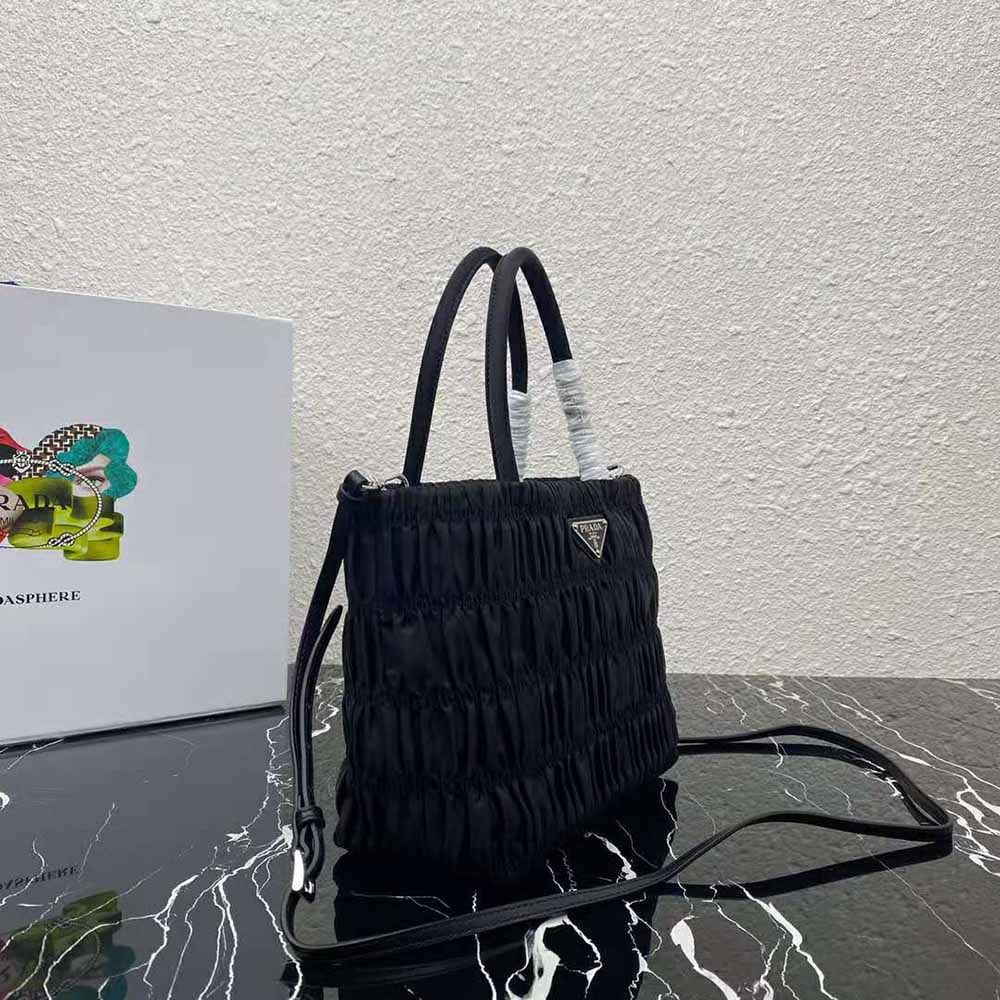 Prada Women Embossed Nylon Tote-Black - image 4