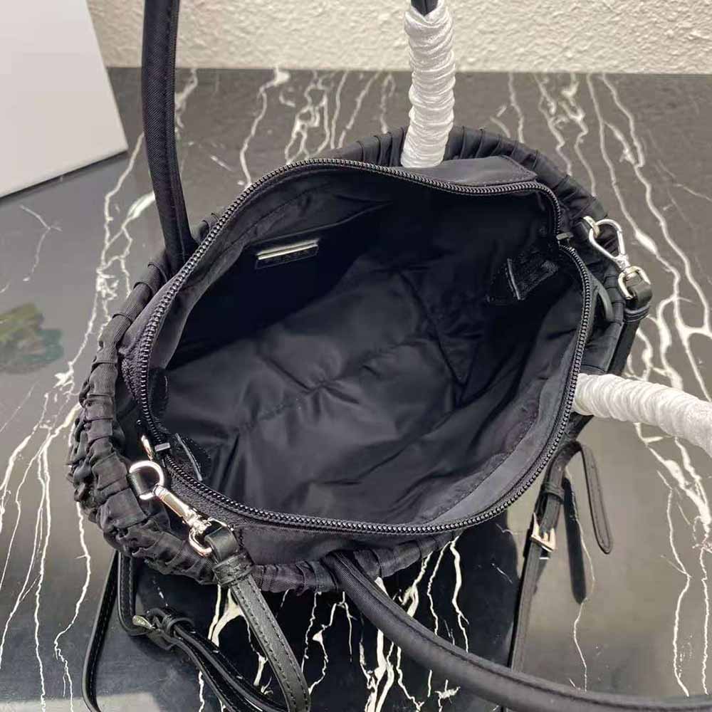 Prada Women Embossed Nylon Tote-Black - image 6