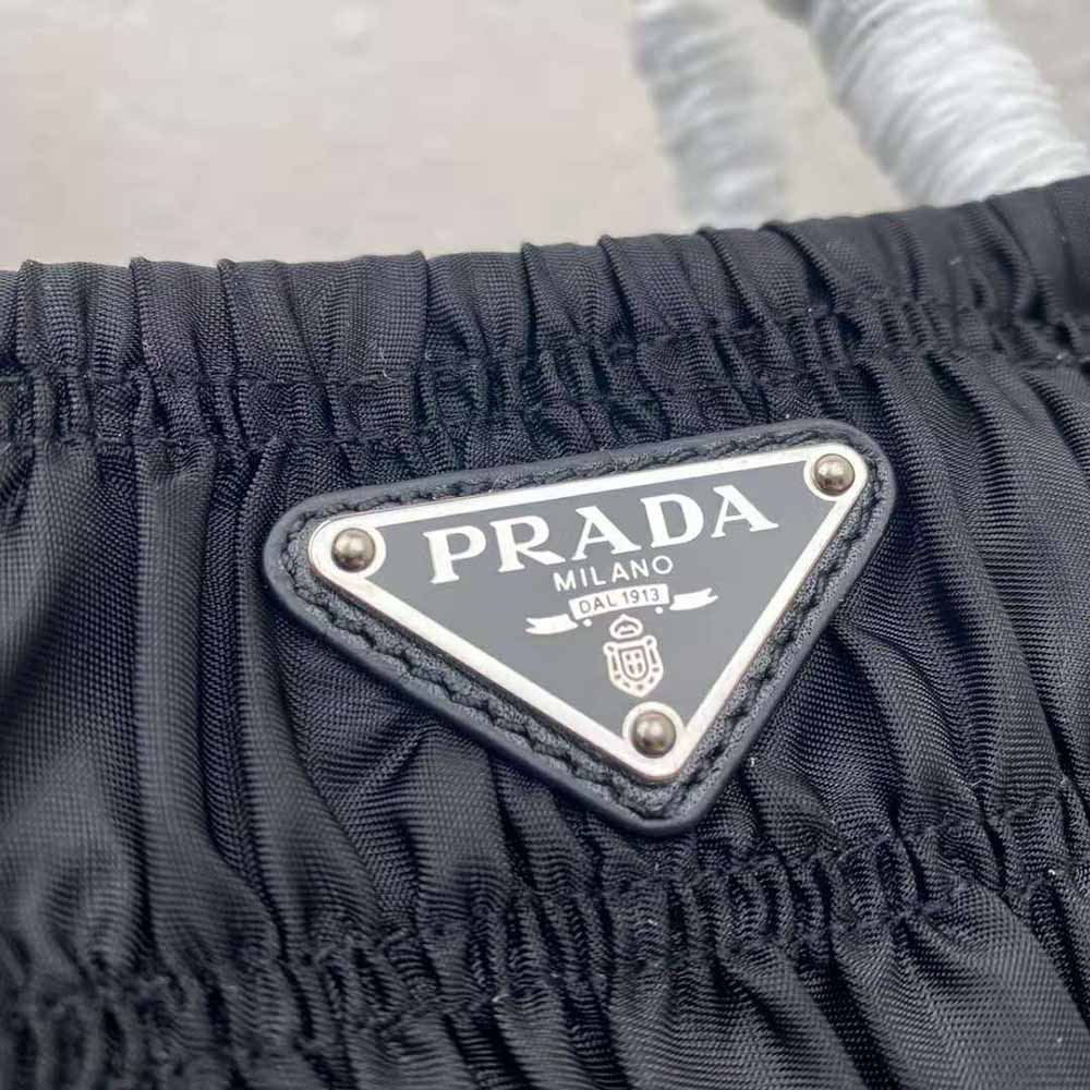 Prada Women Embossed Nylon Tote-Black - image 7