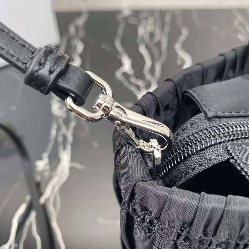 Prada Women Embossed Nylon Tote-Black - image 8