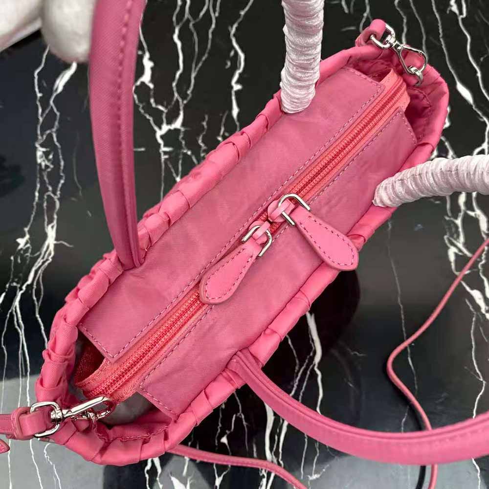 Prada Women Embossed Nylon Tote-Pink - image 6
