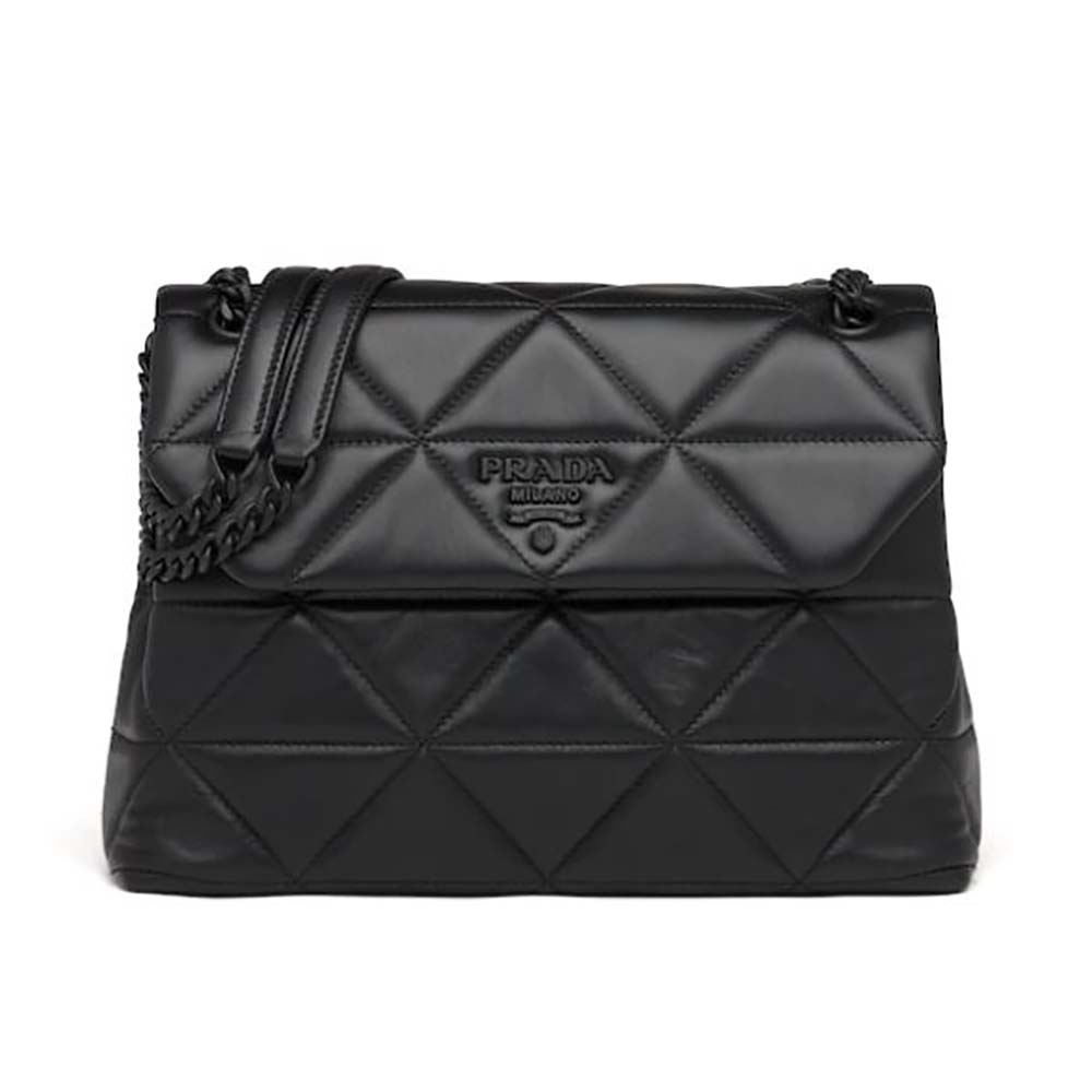 Front view of Prada Women Large Nappa Leather Prada Spectrum Bag-Black