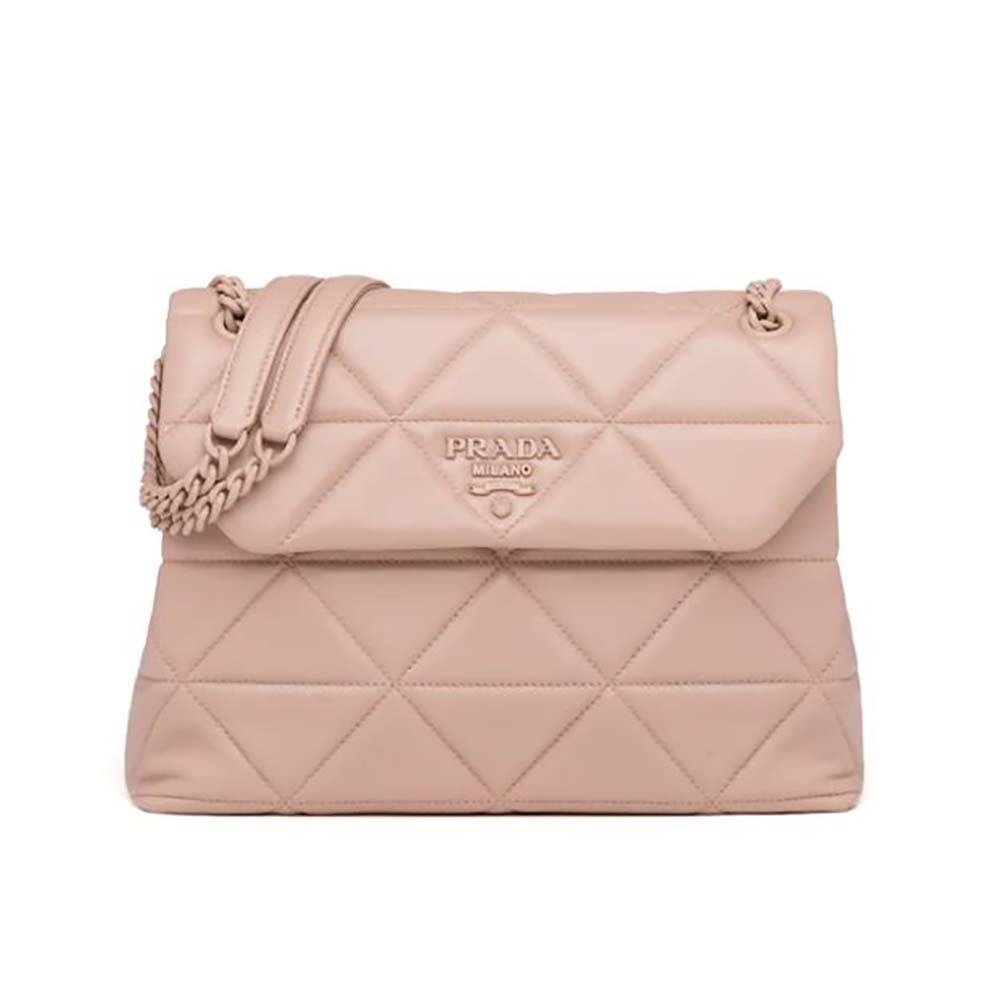 Front view of Prada Women Large Nappa Leather Prada Spectrum Bag-Pink