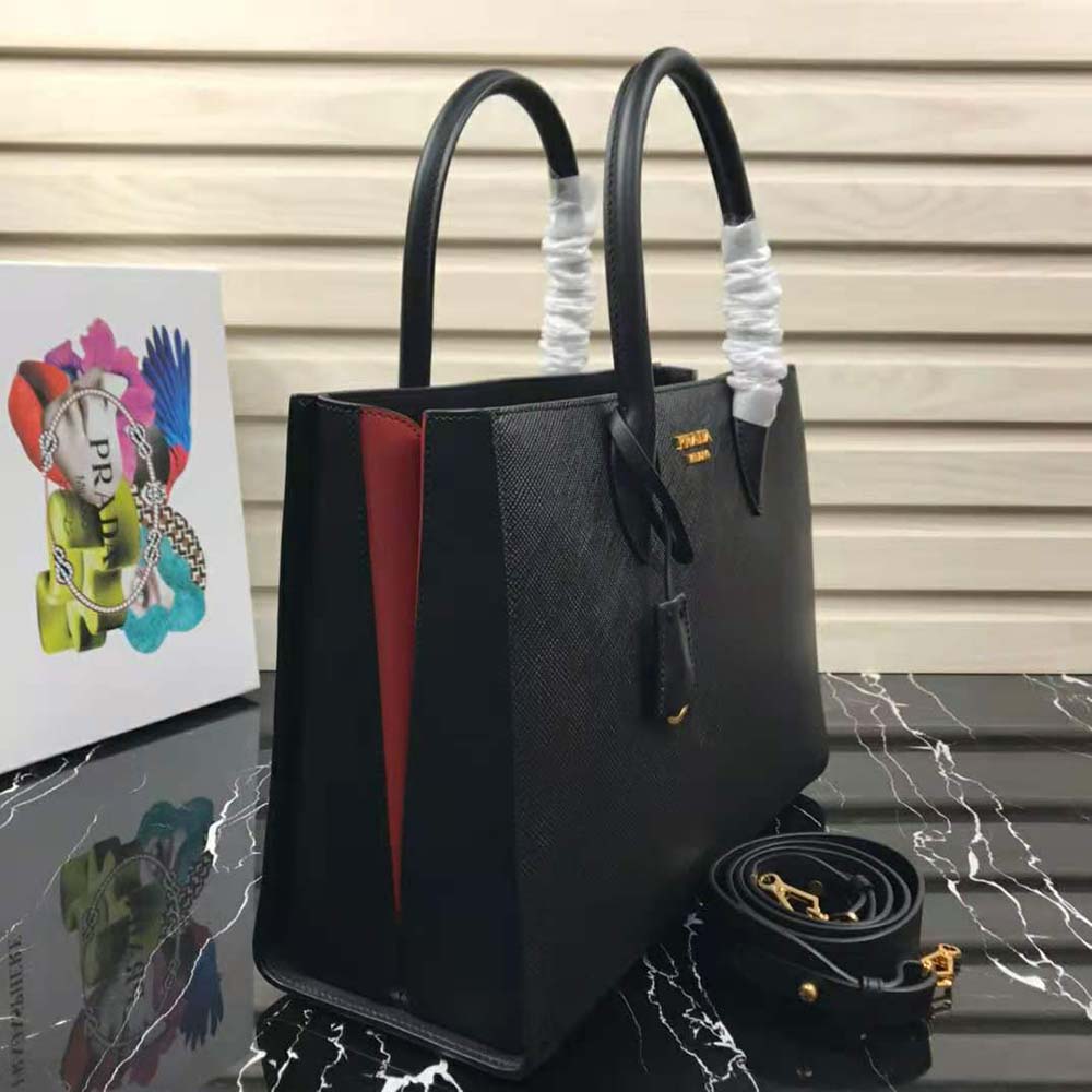 Prada Women Large Saffiano Leather Handbag-Black - image 4