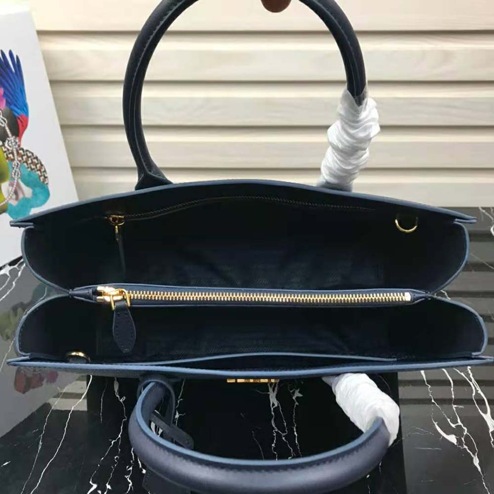 Prada Women Large Saffiano Leather Handbag-Navy - image 7