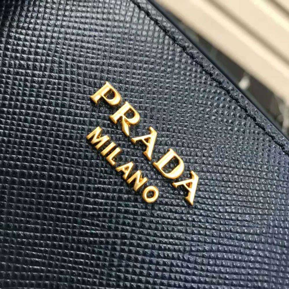 Prada Women Large Saffiano Leather Handbag-Navy - image 9