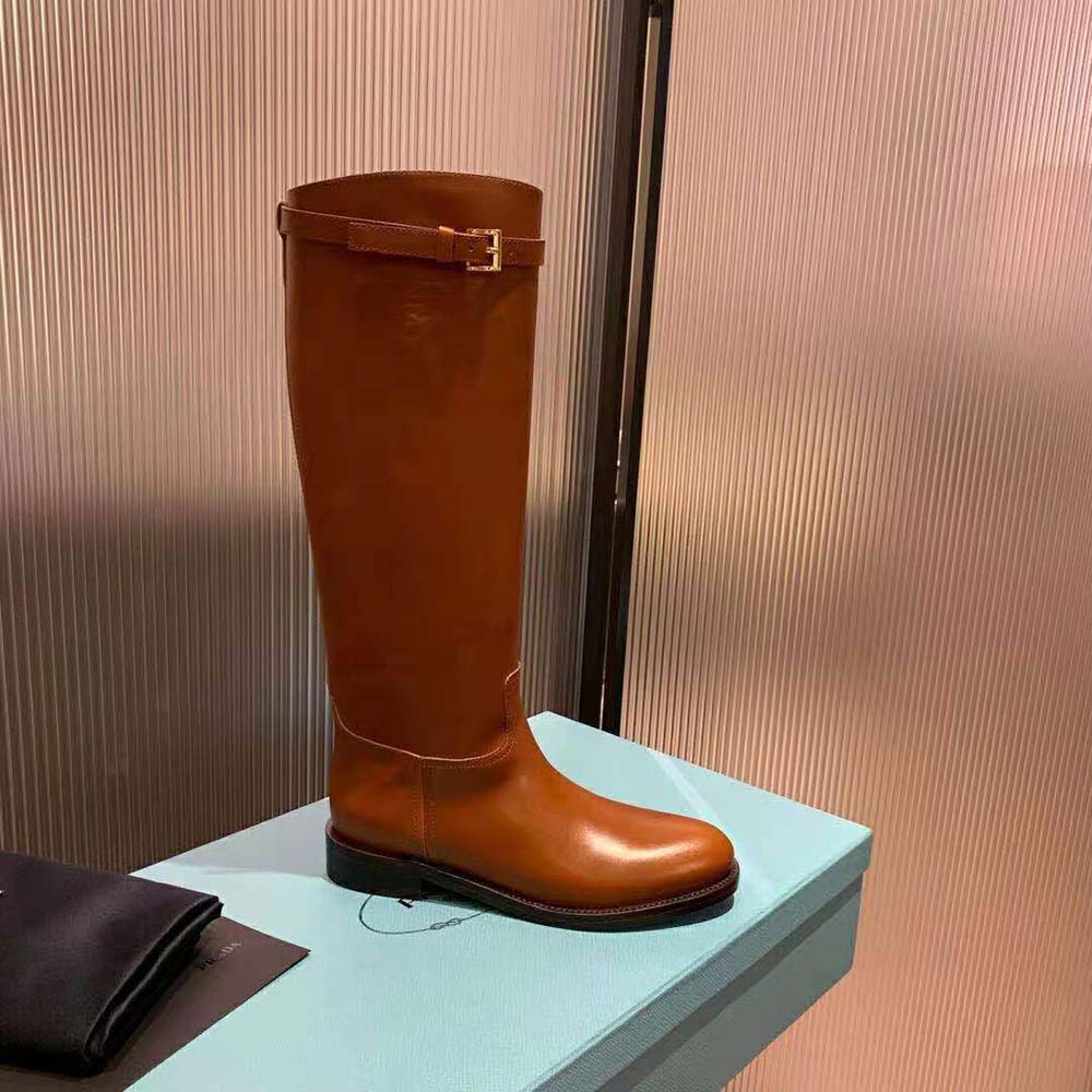 Prada Women Leather Boots in 30 mm Heel-Brown - image 6