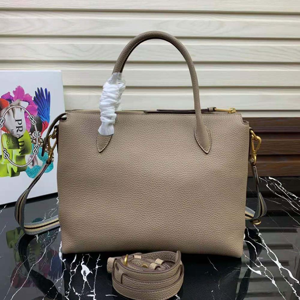 Side angle showing smooth leather texture on Prada Women Leather Handbag