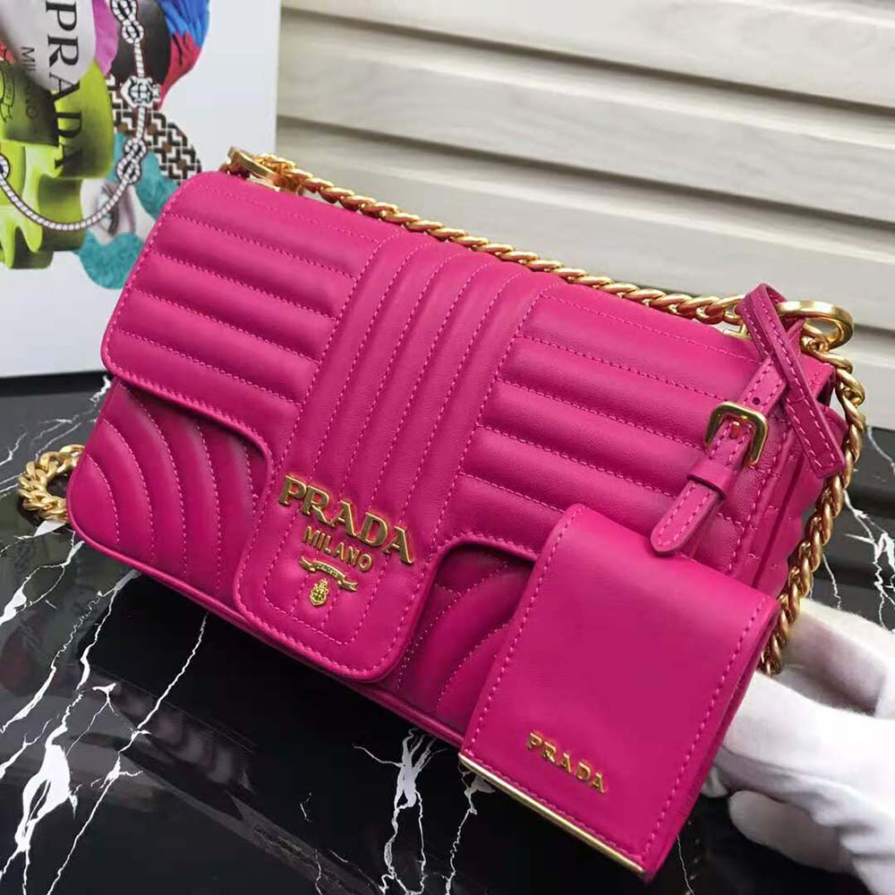 Prada Women Medium Leather Prada Diagramme Bag-Rose - image 4