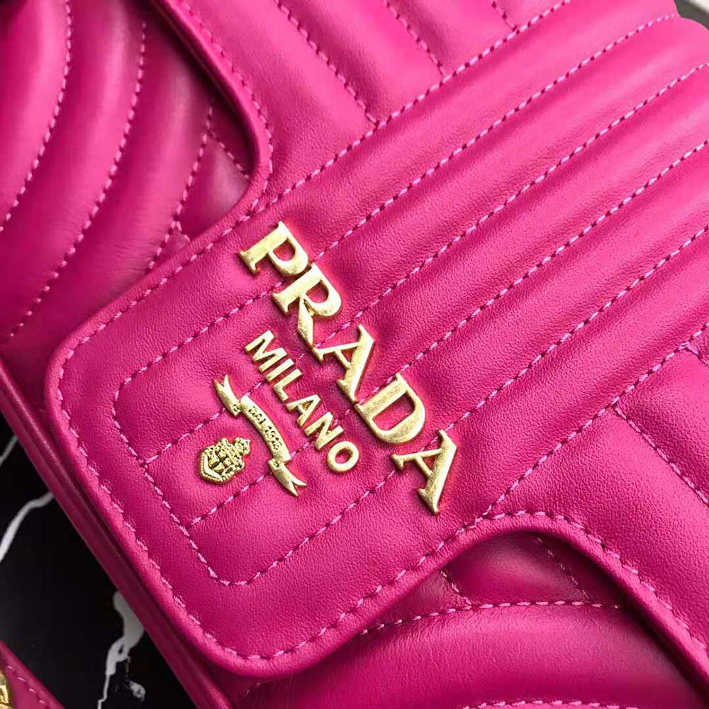 Prada Women Medium Leather Prada Diagramme Bag-Rose - image 10