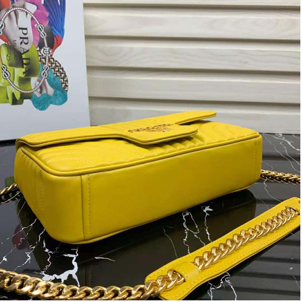 Prada Women Medium Leather Prada Diagramme Bag-Yellow - image 5
