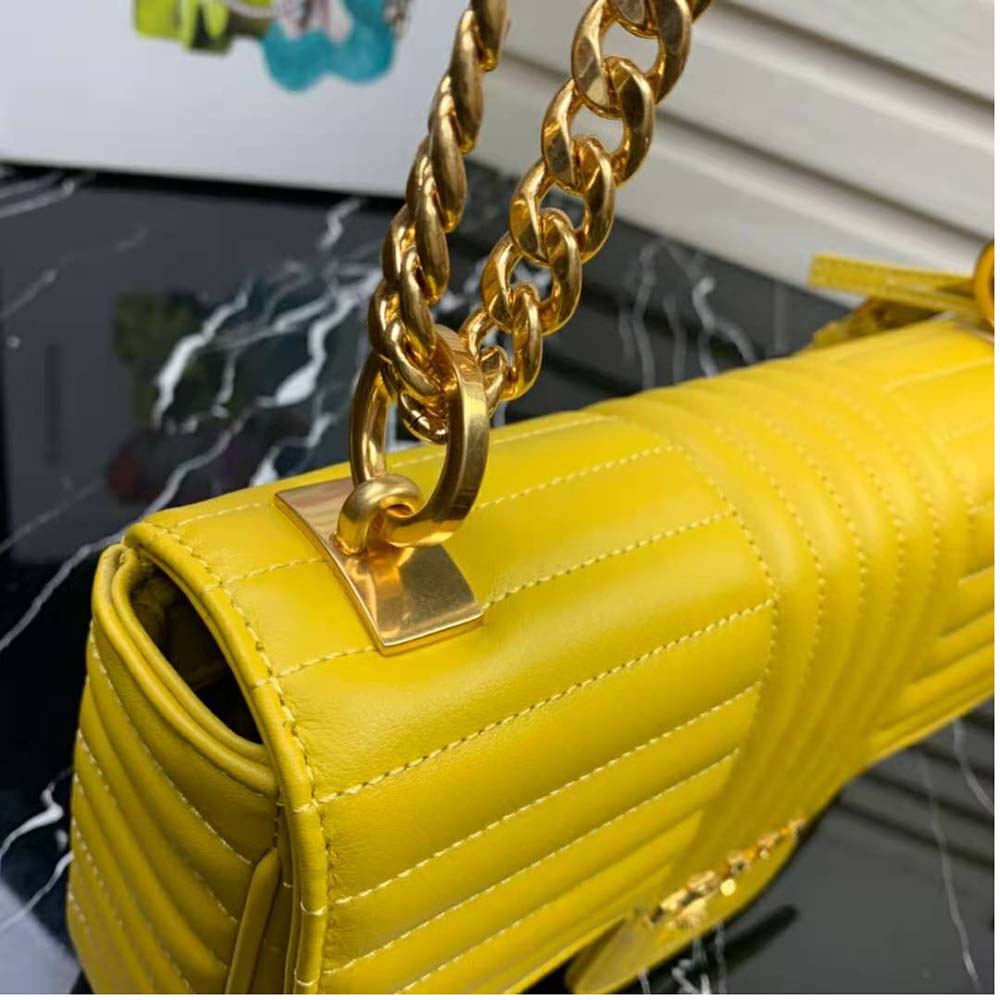 Prada Women Medium Leather Prada Diagramme Bag-Yellow - image 7