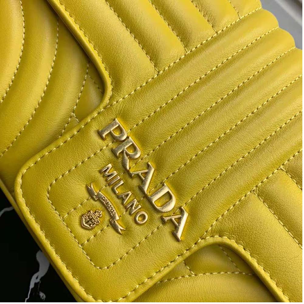 Prada Women Medium Leather Prada Diagramme Bag-Yellow - image 8