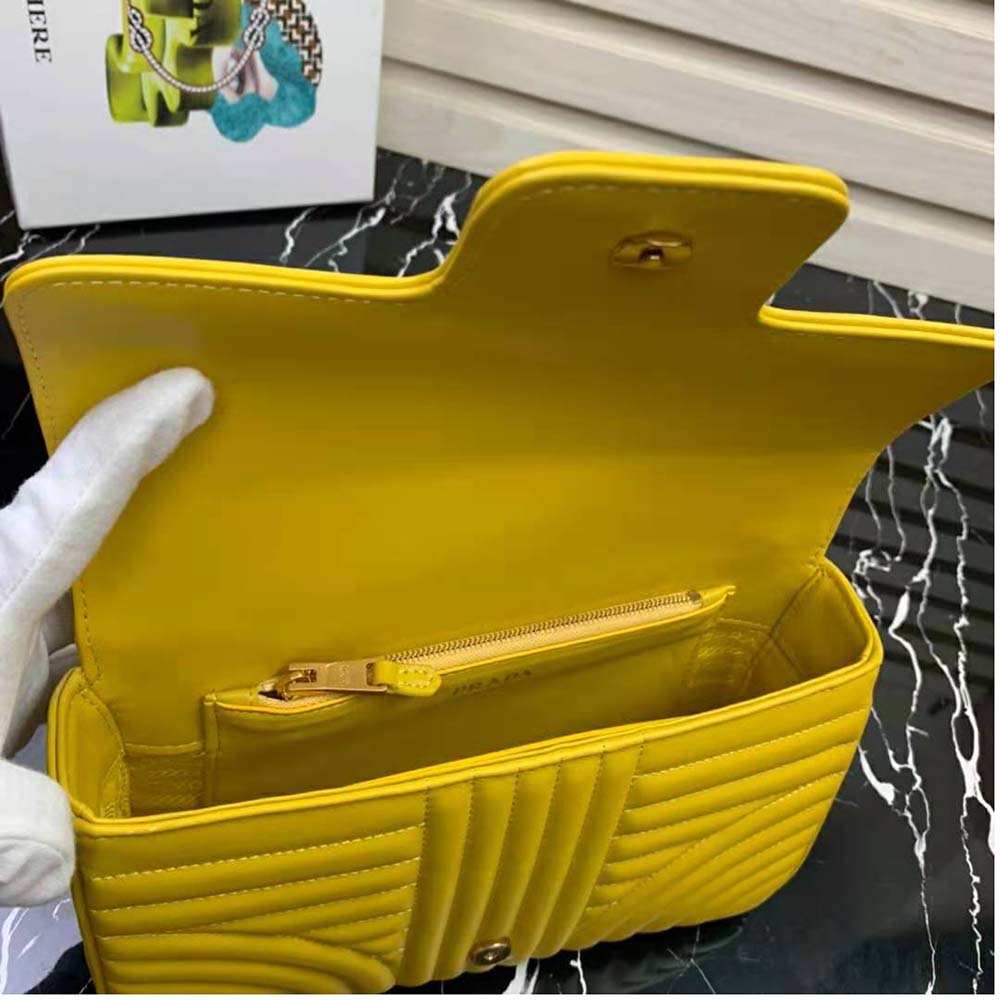 Prada Women Medium Leather Prada Diagramme Bag-Yellow - image 10