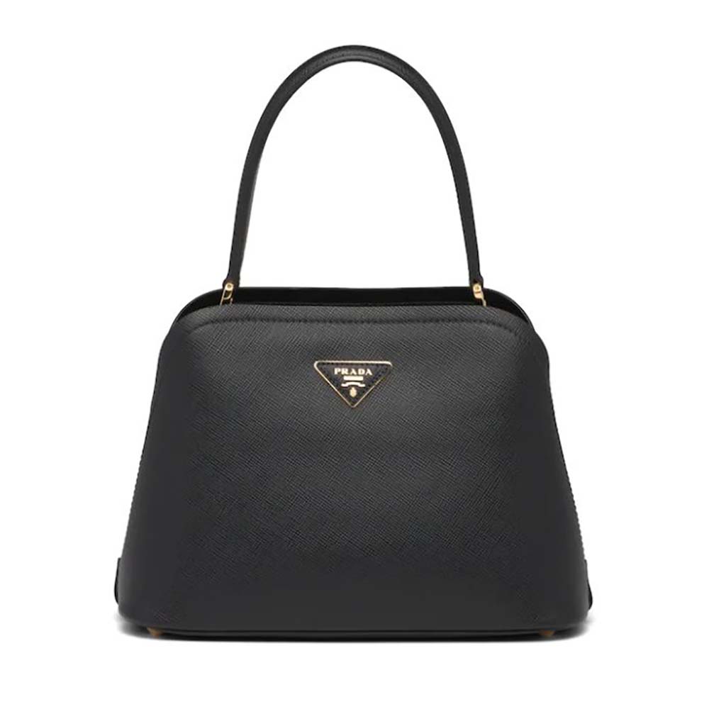 Front view of Prada Women Medium Saffiano Leather Prada Matinee Bag-Black