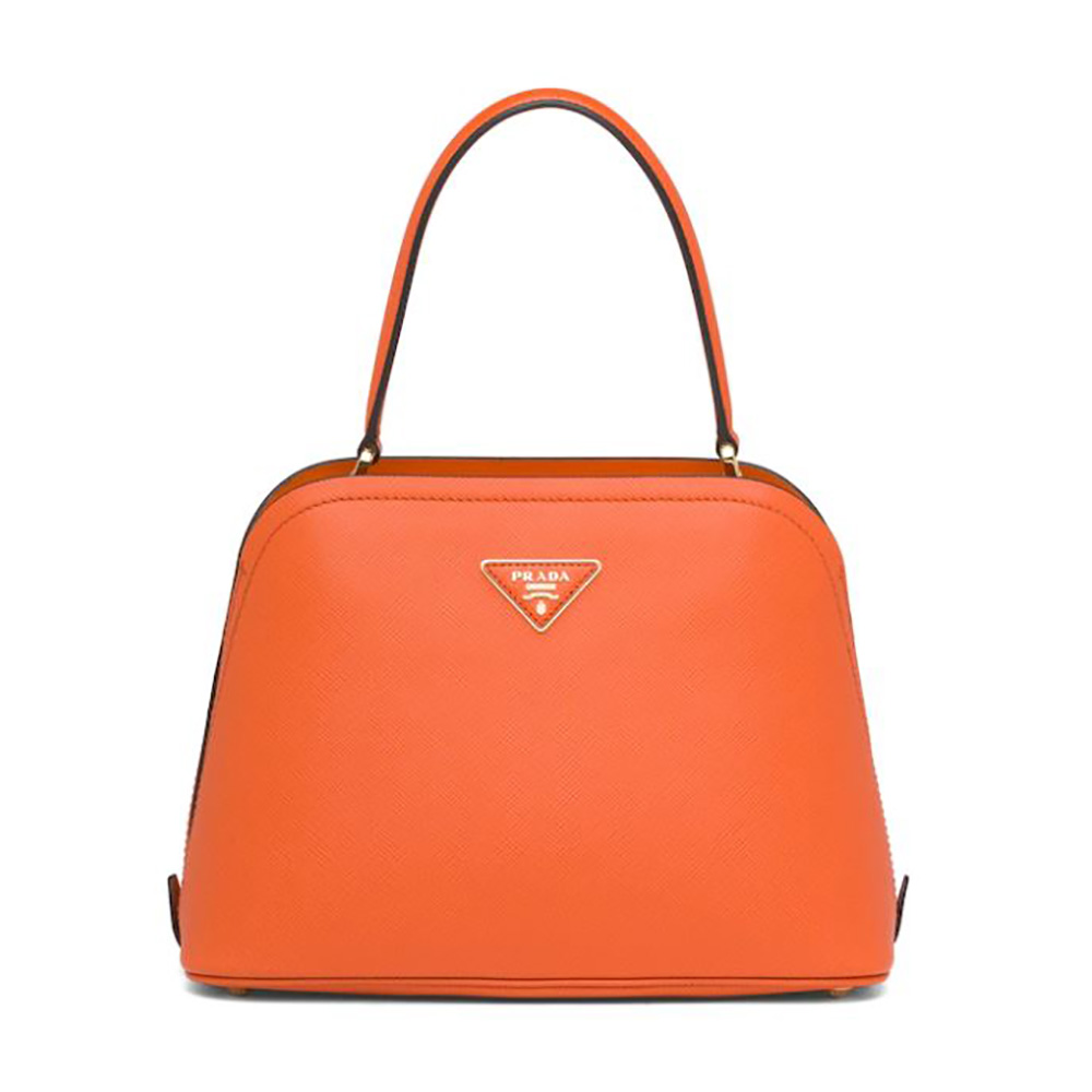 Front view of Prada Women Medium Saffiano Leather Prada Matinee Bag-Orange