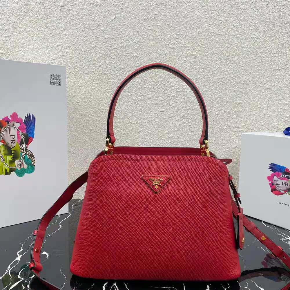 Close-up of gold-tone hardware on Prada Matinee Bag-Red