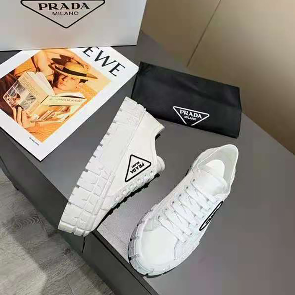 Prada Women Nylon Gabardine Sneakers in 50mm Heel-White - image 4