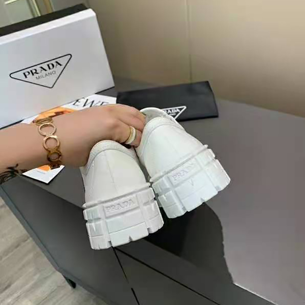 Prada Women Nylon Gabardine Sneakers in 50mm Heel-White - image 5