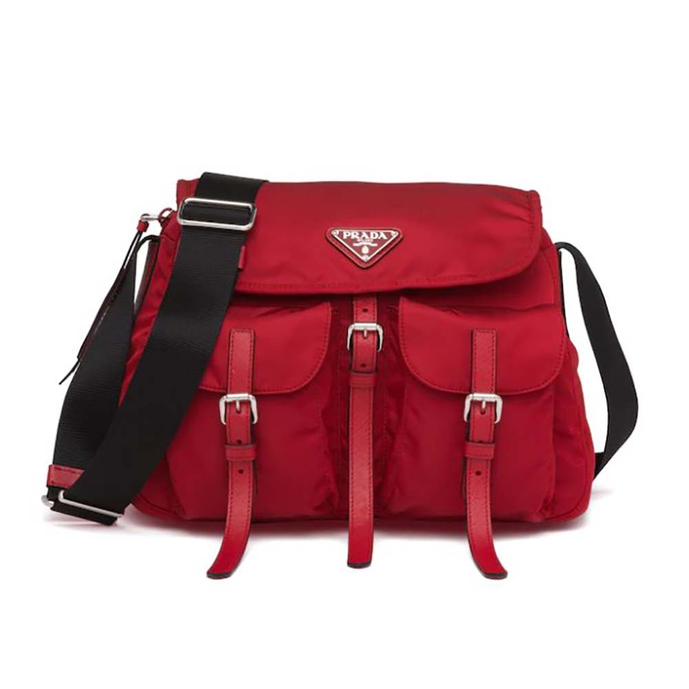 Prada Women Nylon Shoulder Bag-Red