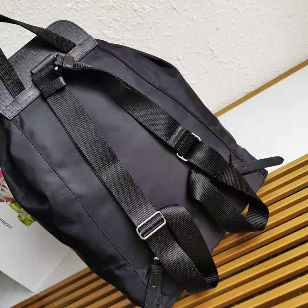Prada Women Nylon and Saffiano Leather Backpack-Black - image 5