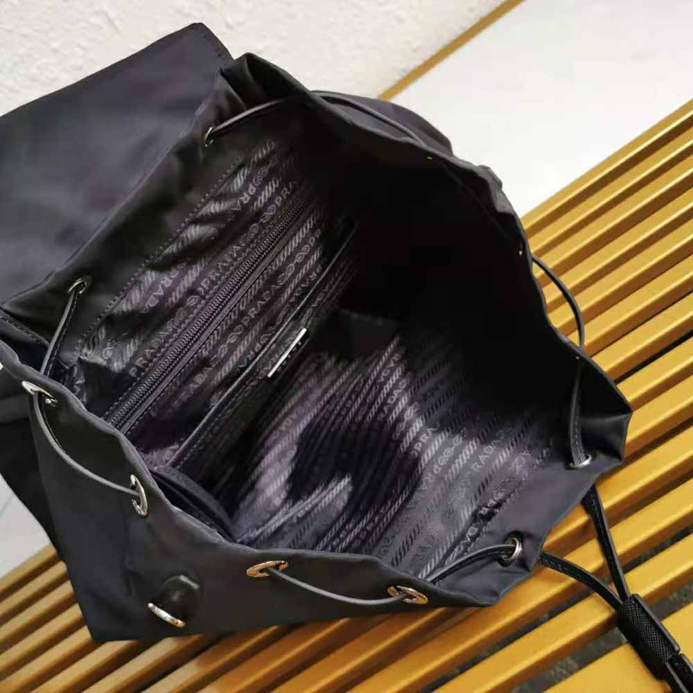 Prada Women Nylon and Saffiano Leather Backpack-Black - image 7