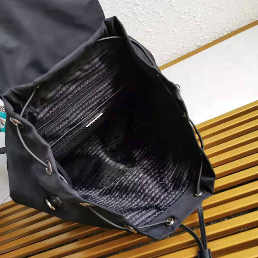 Prada Women Nylon and Saffiano Leather Backpack-Black - image 8