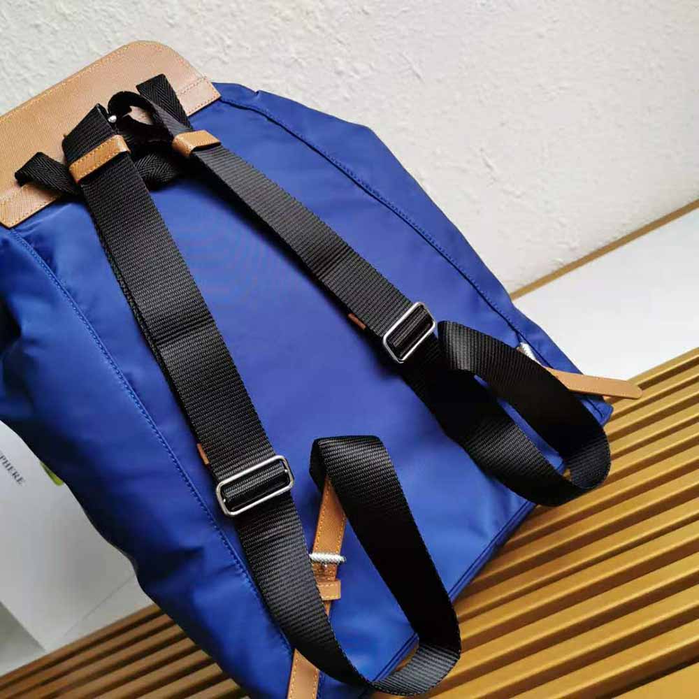 Prada Women Nylon and Saffiano Leather Backpack-Blue - image 5