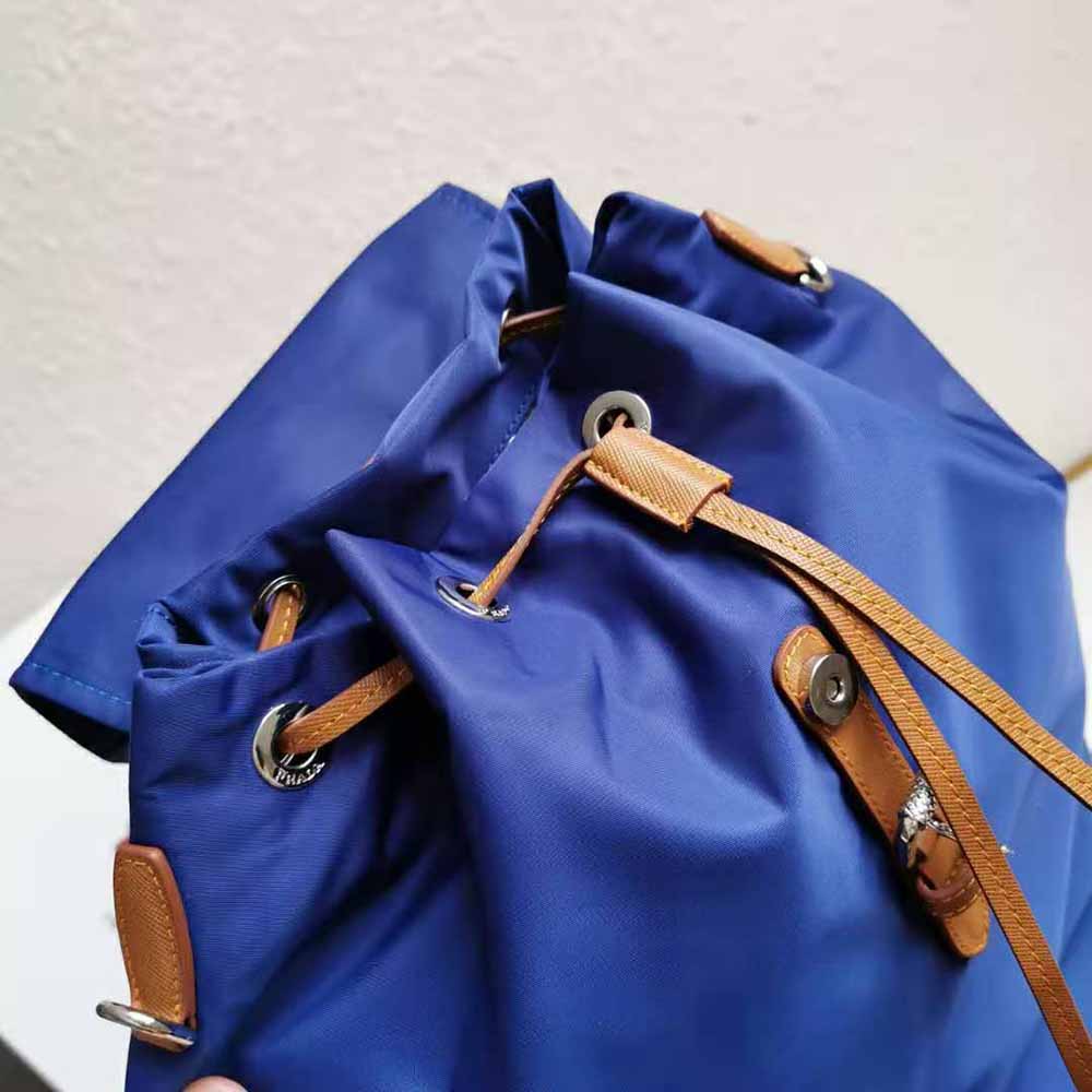 Prada Women Nylon and Saffiano Leather Backpack-Blue - image 6