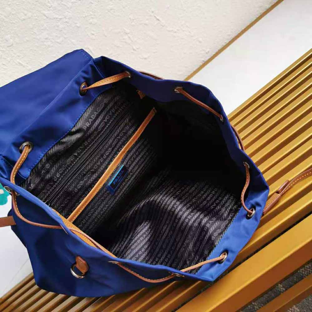 Prada Women Nylon and Saffiano Leather Backpack-Blue - image 10